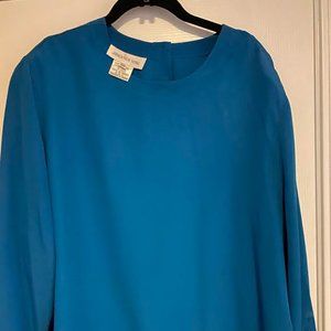 Jones of New York Teal Collarless blouse